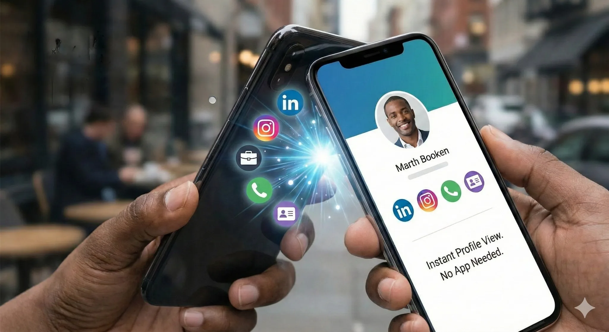 Tapping the Dap case against another phone to share a profile